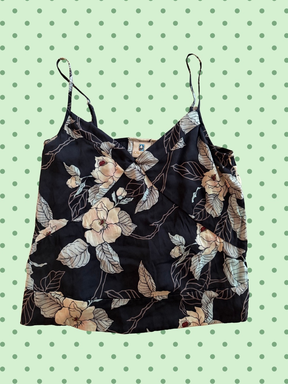 Black Floral Silk Cami Tank Top - Lightweight Women's Tank